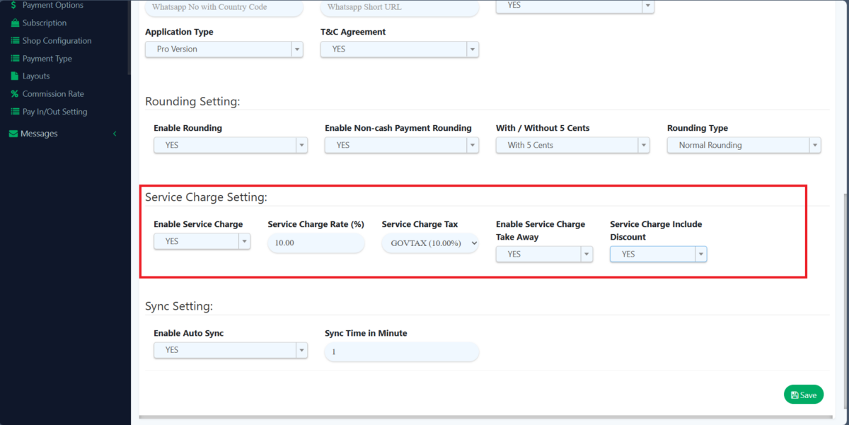 Service Charge – How to enable or disable service charge in web admin ...